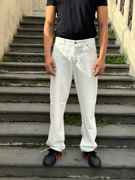 JEANS RELAXED FIT IN DENIM RIGIDO Off White