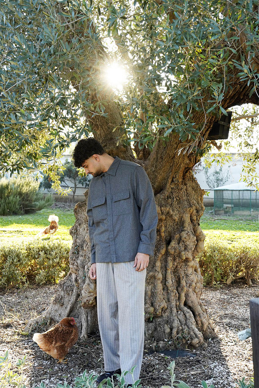 Pantalone fondo largo colorazione Gessato Grigio