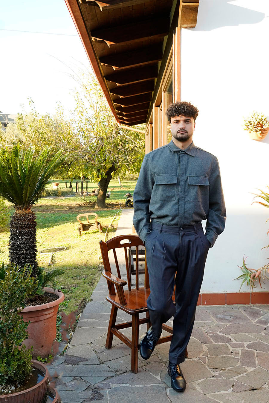 Giacca Camicia Sfoderata in Flanella di Lana Grigio