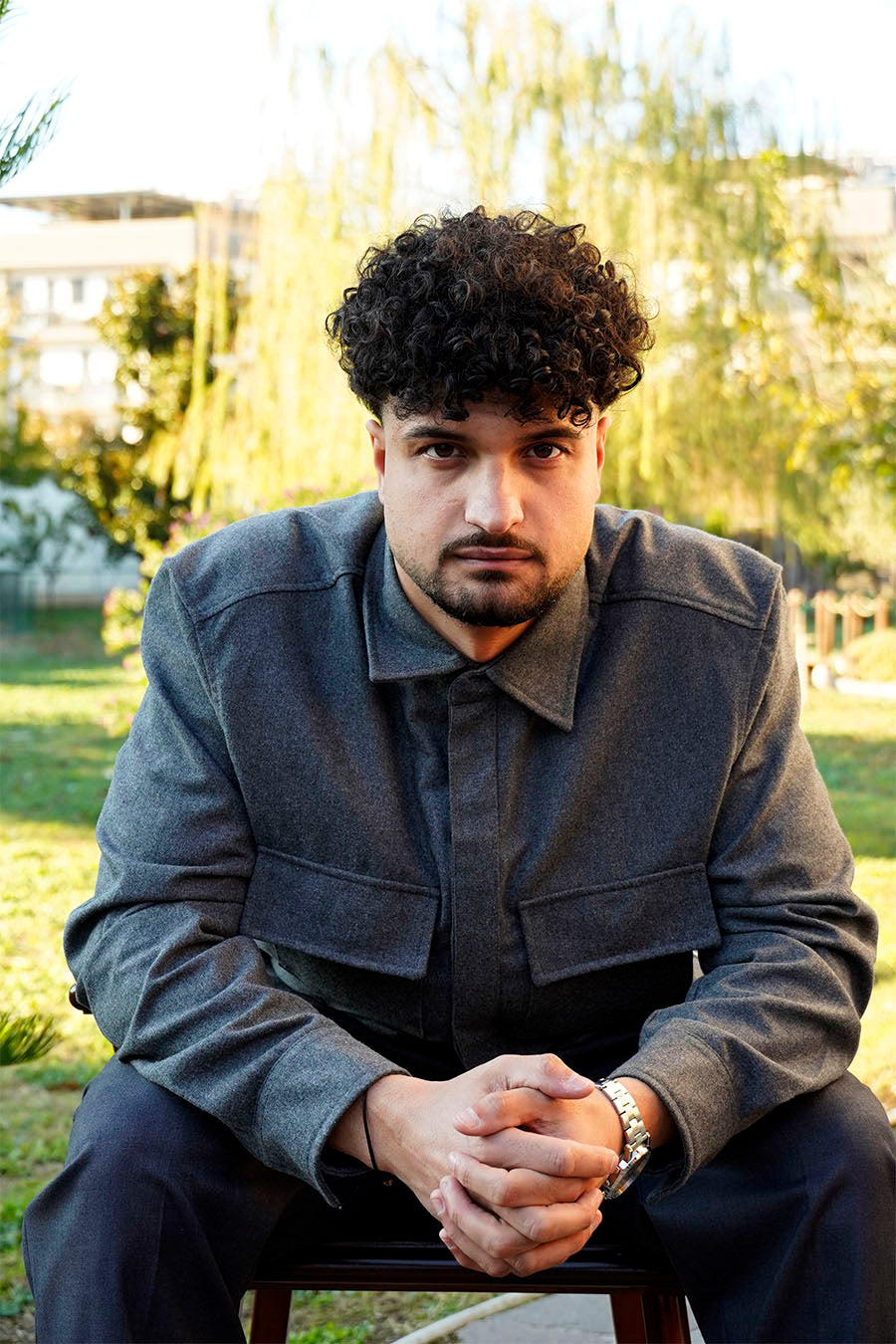 Giacca Camicia Sfoderata in Flanella di Lana Grigio