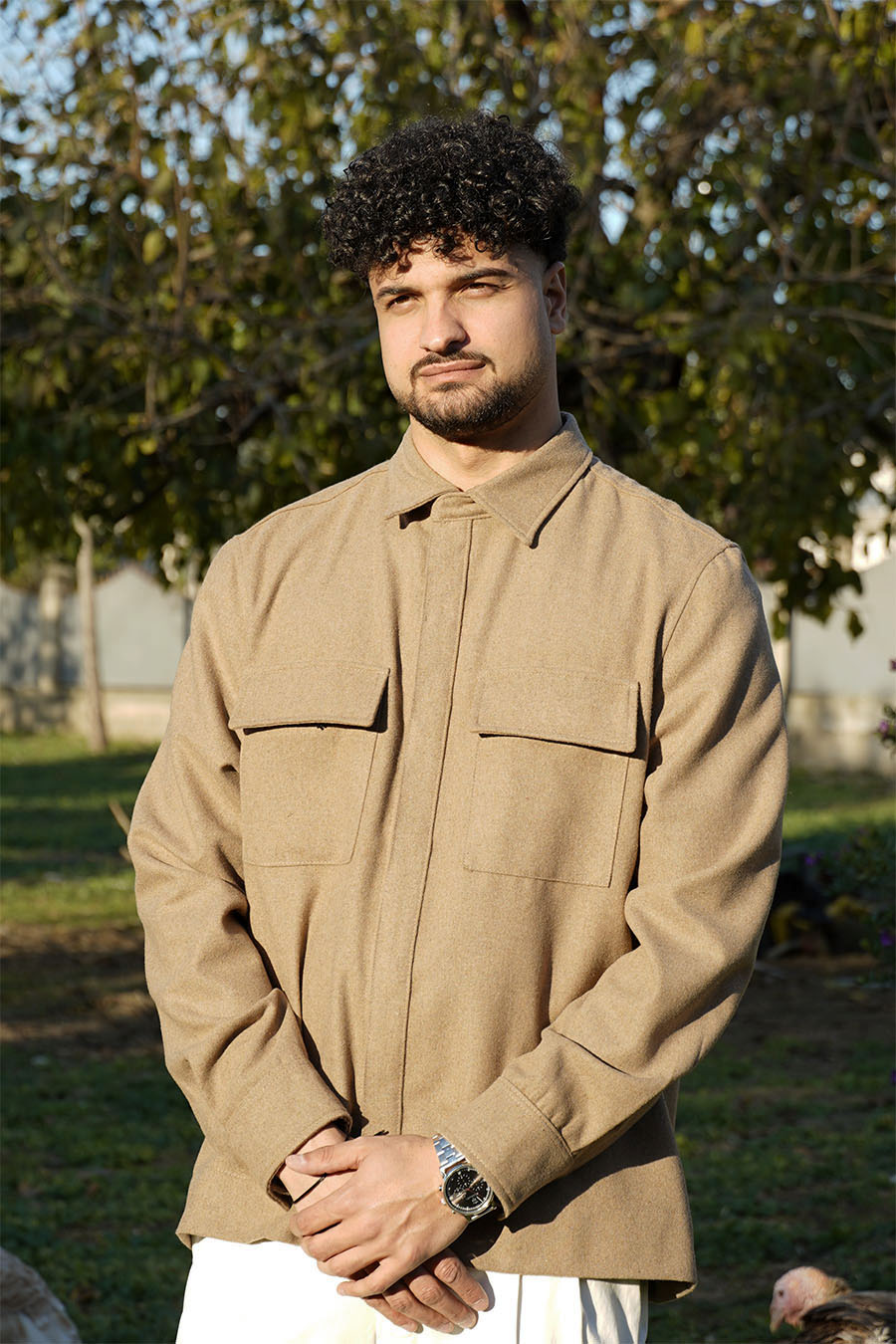 Giacca Camicia Sfoderata in Flanella di Lana Cammello