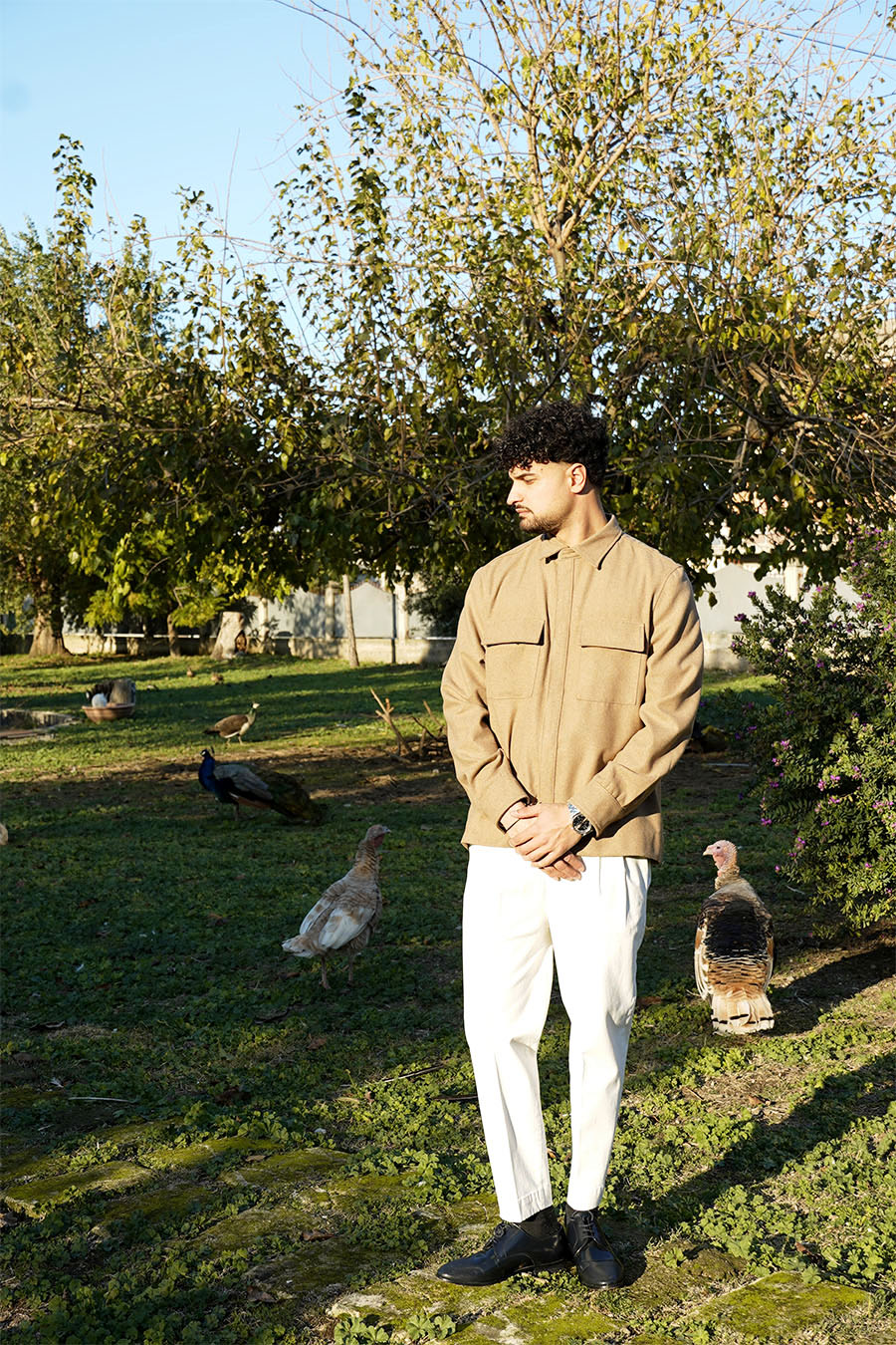 Giacca Camicia Sfoderata in Flanella di Lana Cammello