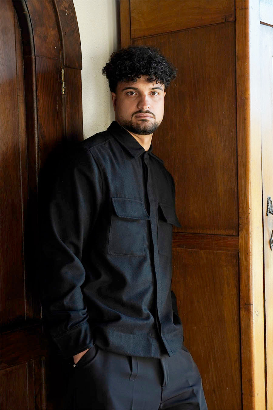 Giacca Camicia Sfoderata in Flanella di Lana Nero