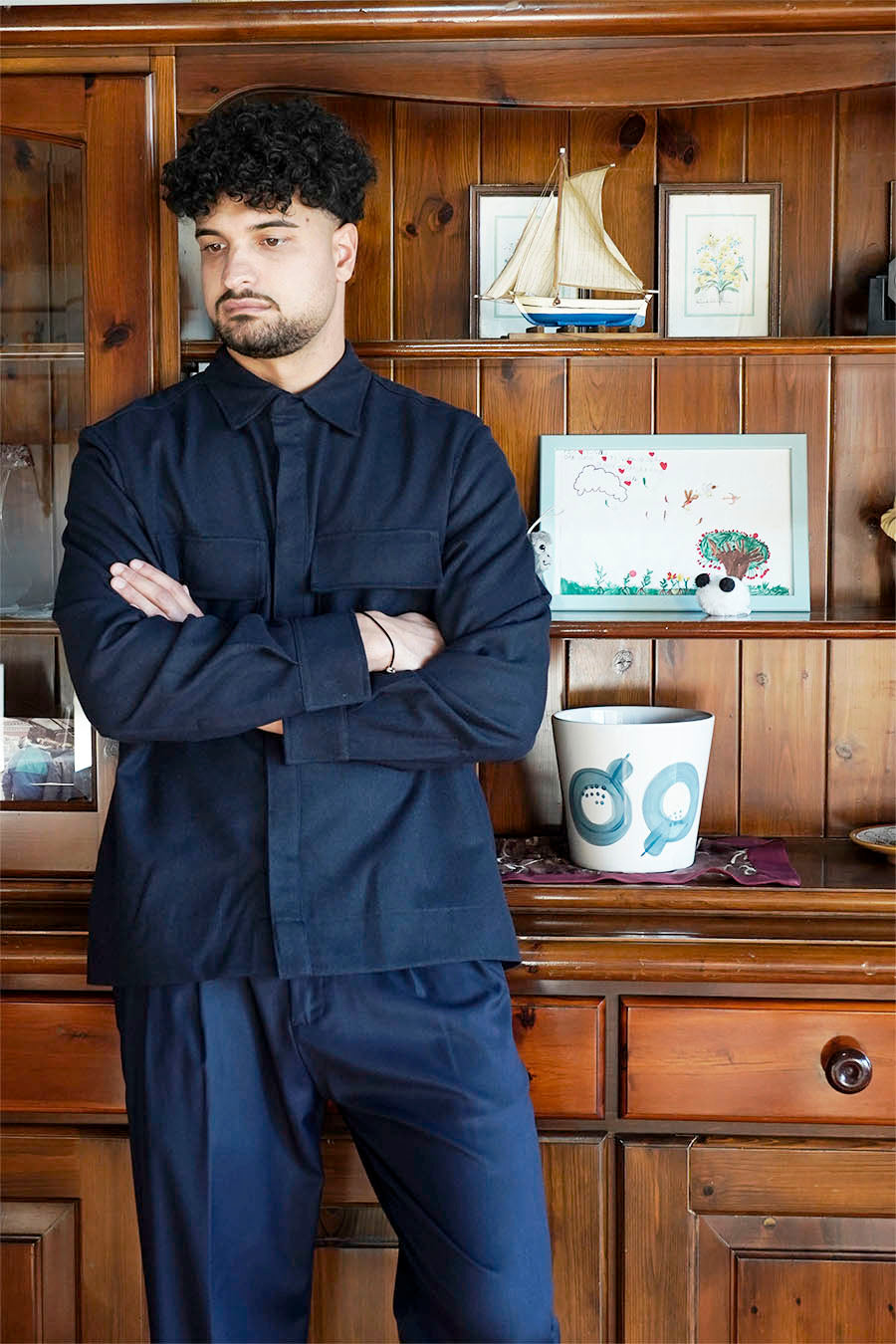 Giacca Camicia Sfoderata in Flanella di Lana Blu