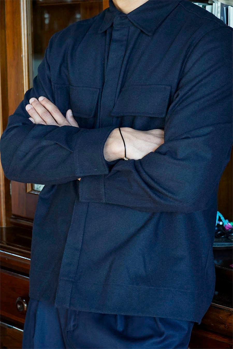 Giacca Camicia Sfoderata in Flanella di Lana Blu