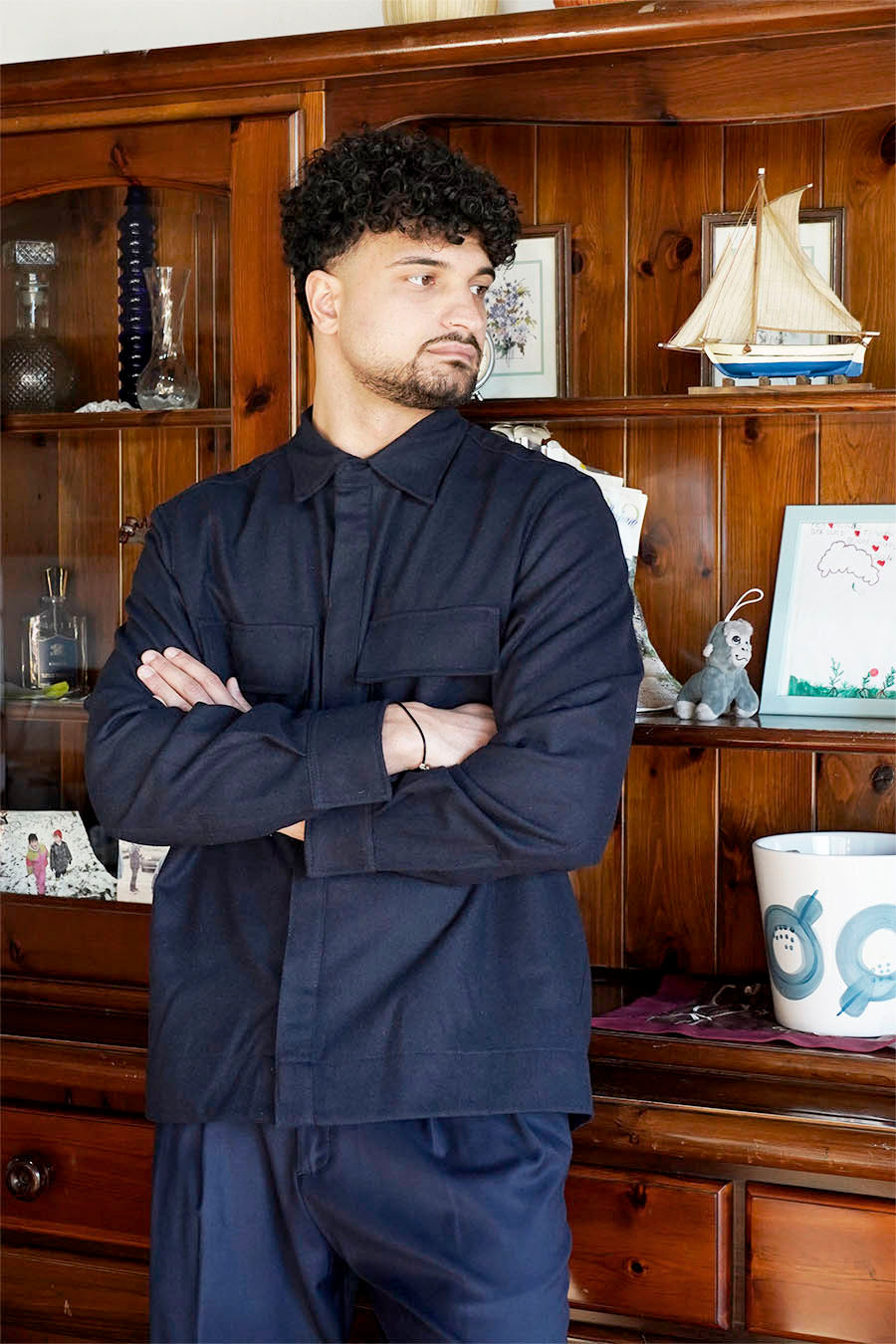 Giacca Camicia Sfoderata in Flanella di Lana Blu