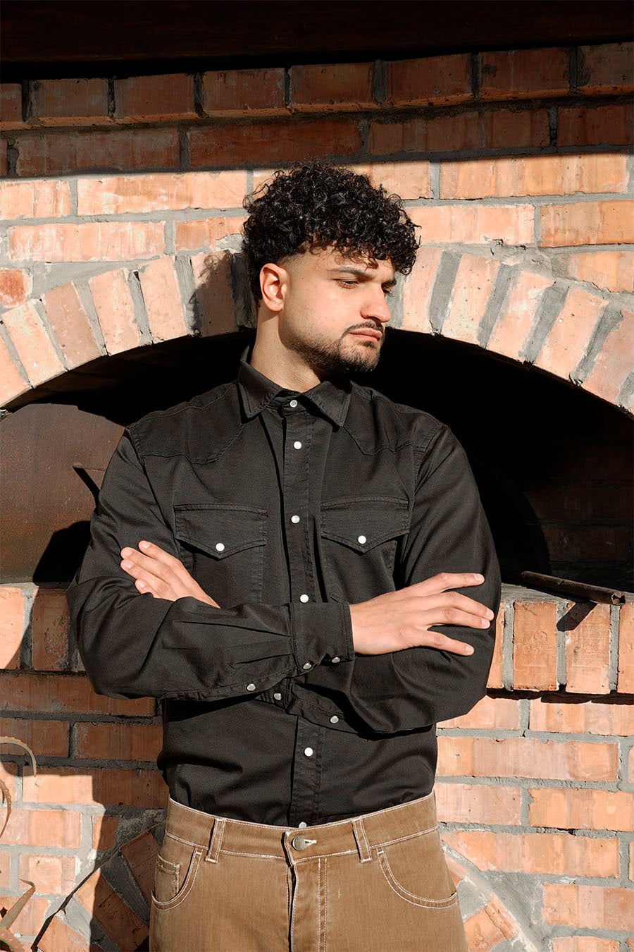 Camicia Texas in Cotone Tinto Nero