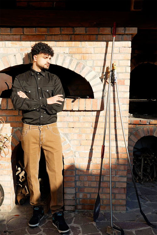 Camicia Texas in Cotone Tinto Nero