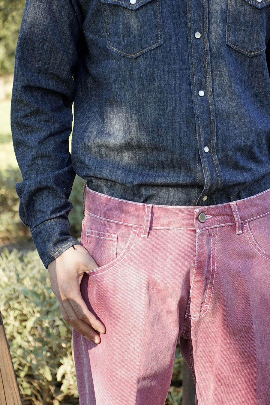 Camicia Texas in Denim Lavaggio Denim Scuro Ammorbidito