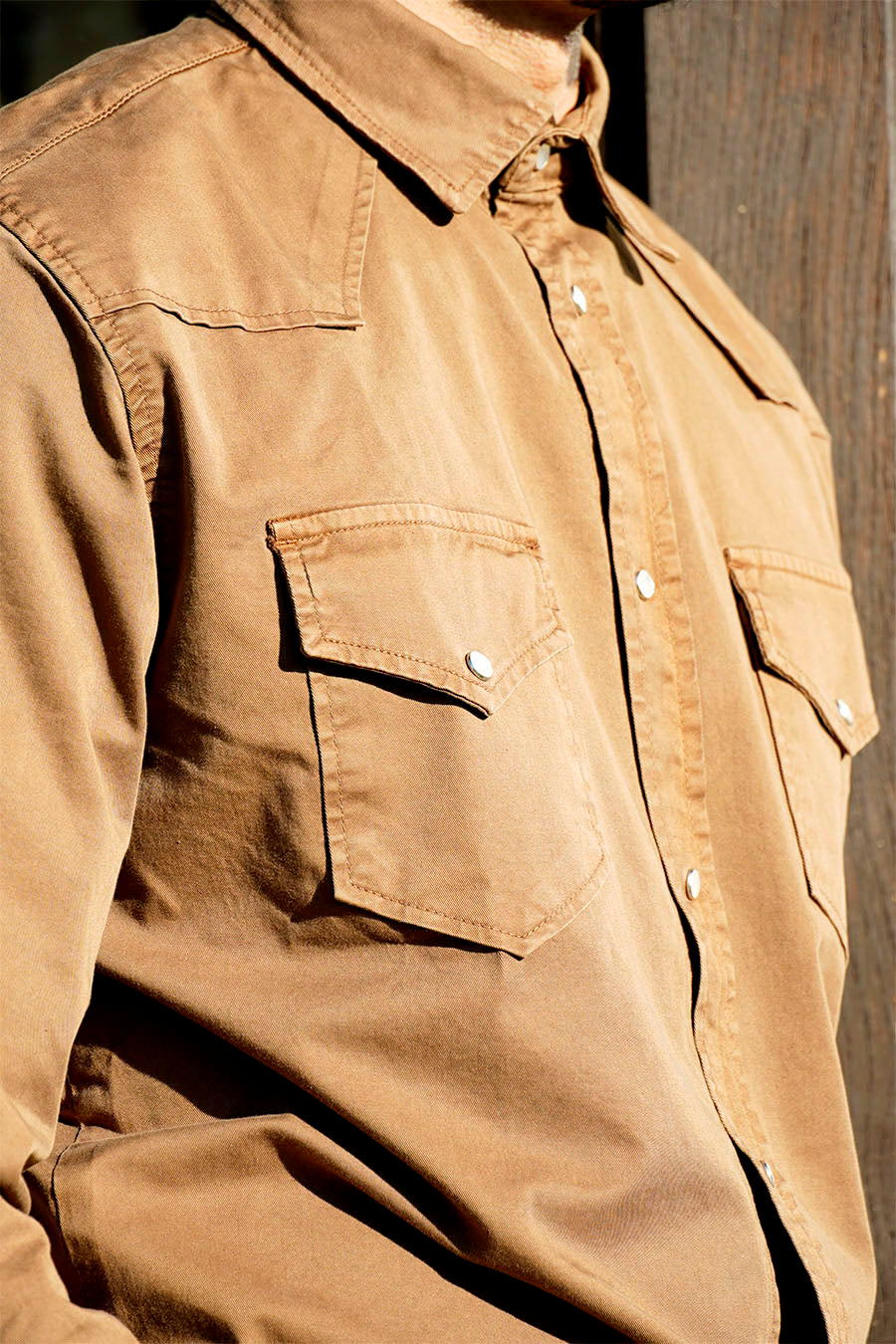 Camicia Texas in Cotone Tinto Tabacco