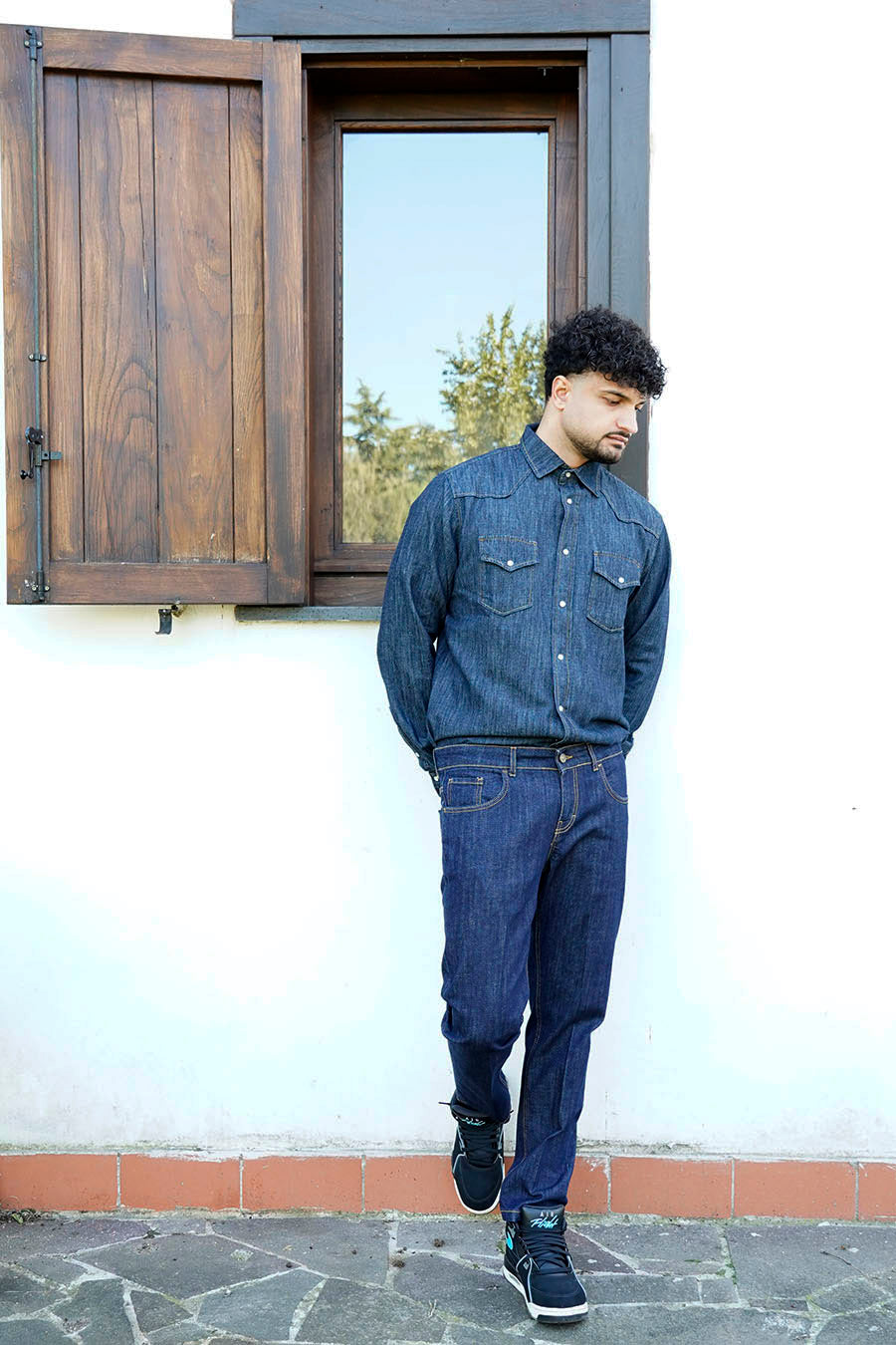 Camicia Texas in Denim Lavaggio Denim Chiaro Stone Wash